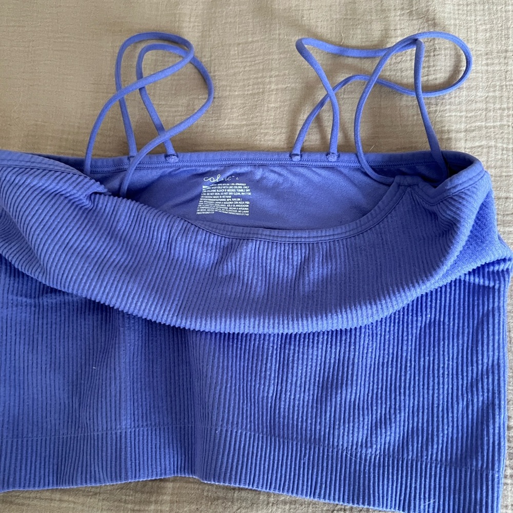 Blue Ribbed Women's Top - Picture 2 of 2